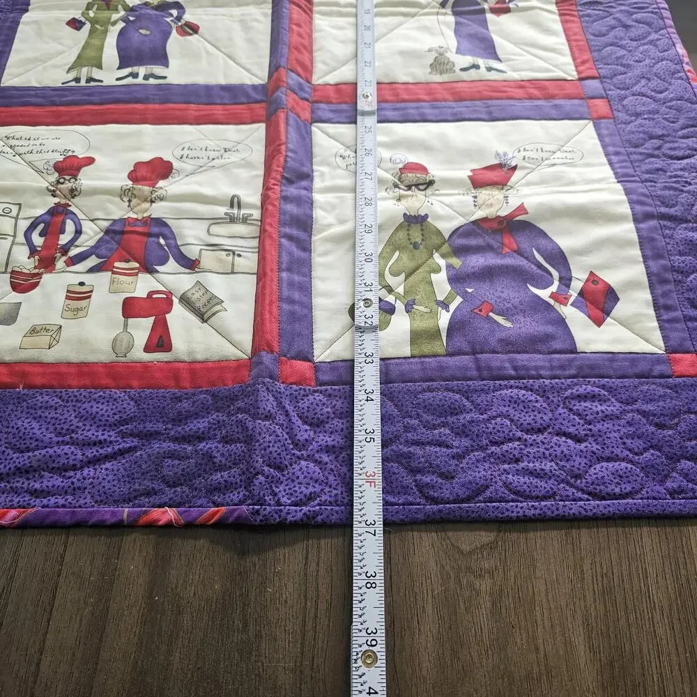 Red Hat Ladies Sofa Small Handmade Quilt